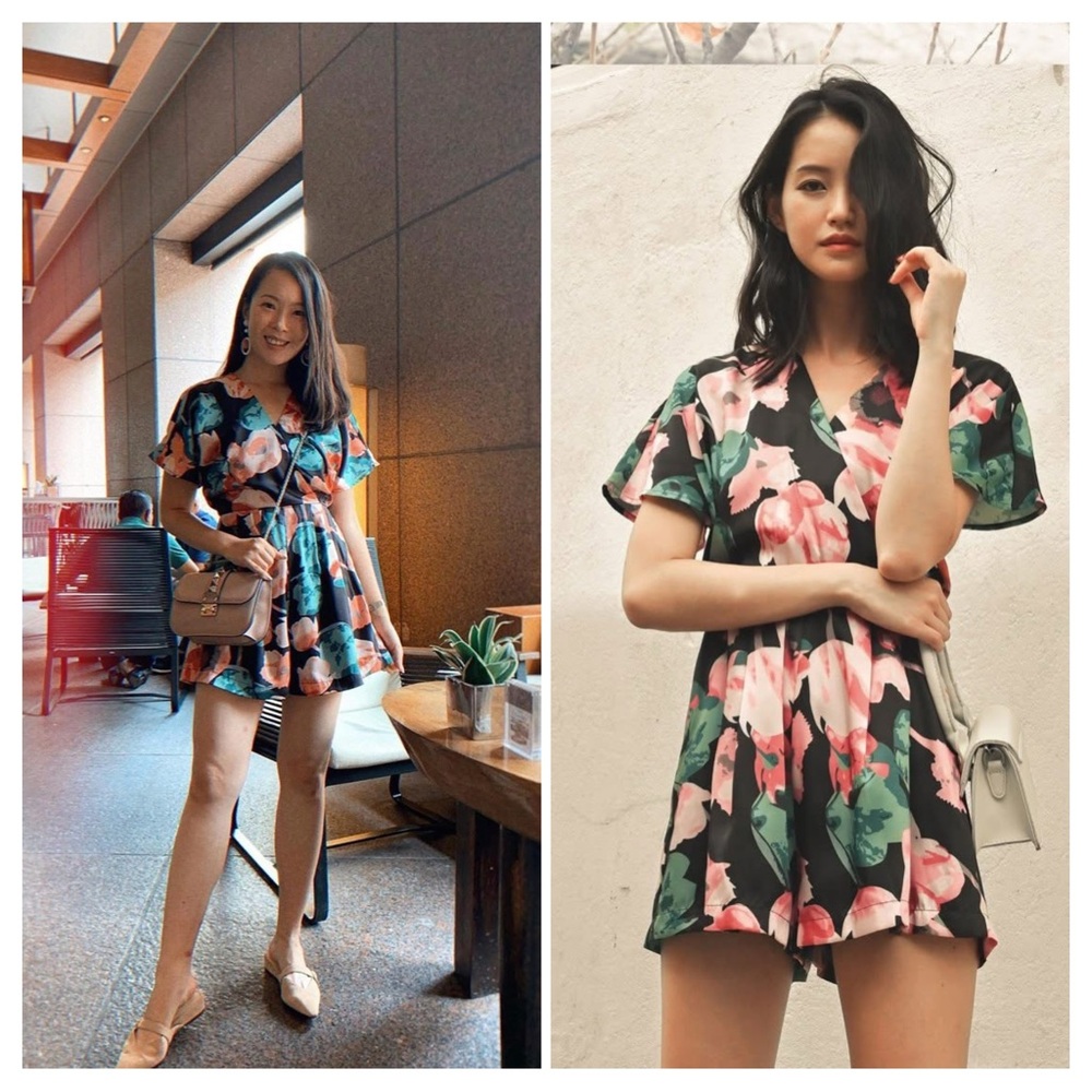 FASH MOB Floral Kimono Sleeve Romper – Size M ( run small )